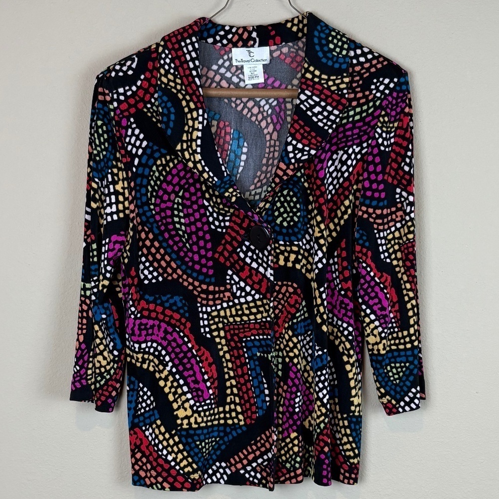 The Travel Collection Vintage 90s Long Sleeve Multi-Color Mosaic Cardigan